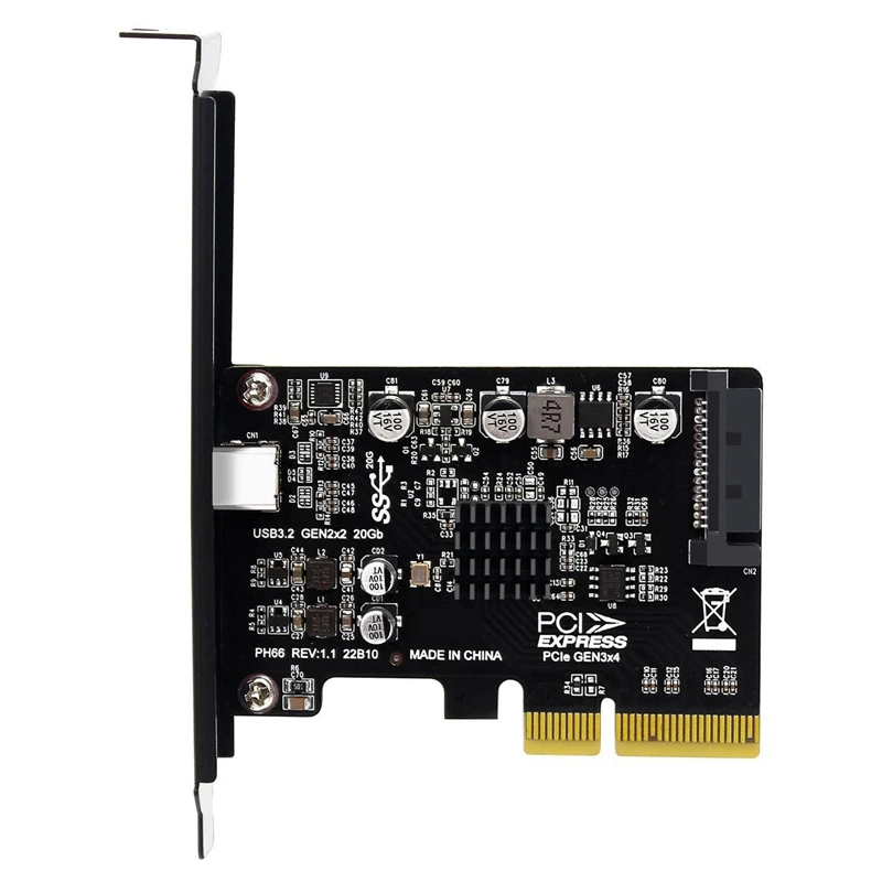 

HOT-PCIE To Type C USB3.2 Expansion Card PCI Express X4 To Type C Gen2x2 Riser Card 20Gbps Drive-Free Expansion Adapter Card