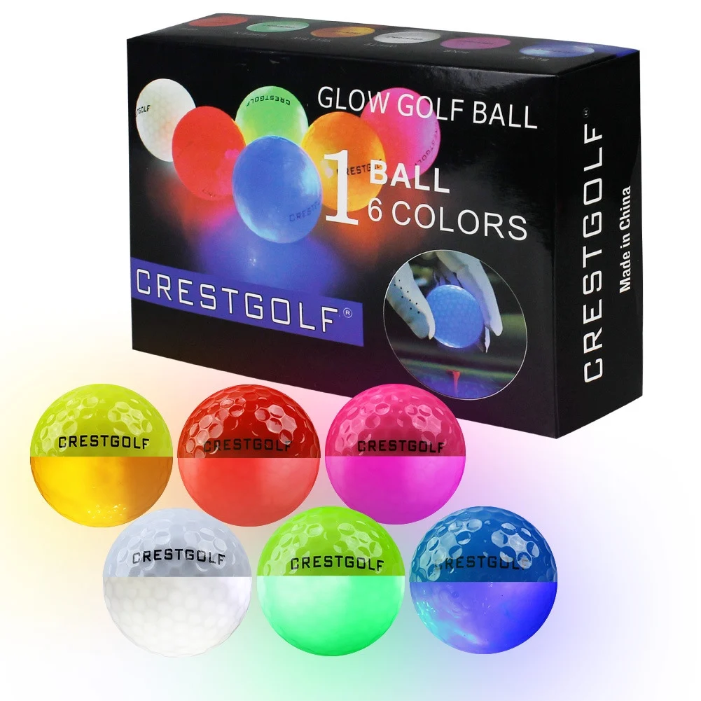 Six golf flash balls with high elastic force double-layer game balls with LED always on at night