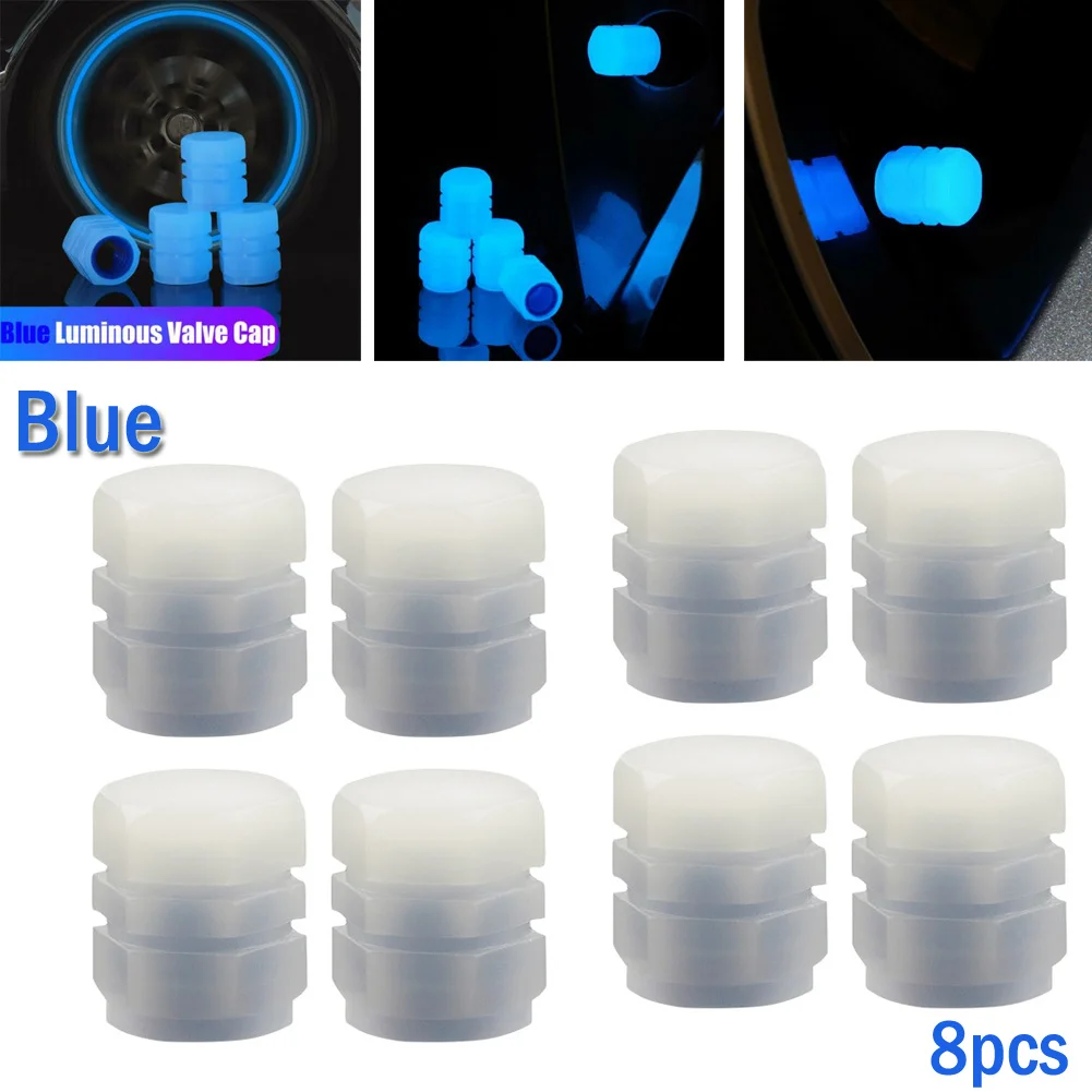 

ABS Car Wheel Tire Valve Cap Tyre Rim Stem Covers Decorative Luminous Dust Cover Blue Applicable Car Motorcycle Bike