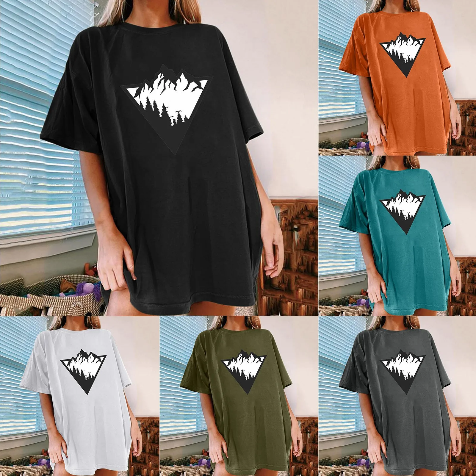 

Women's Casual Shirt Top Short Sleeve Vintage Printed Pattern T Tight Fit Shirts for Women Oversized T Shirts Women