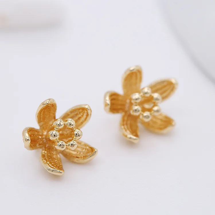 

14k Gold Color Brass Metal Flower Charms Pendant Jewelry Making Supplies Diy Necklaces Earrings Bracelets Findings Accessories