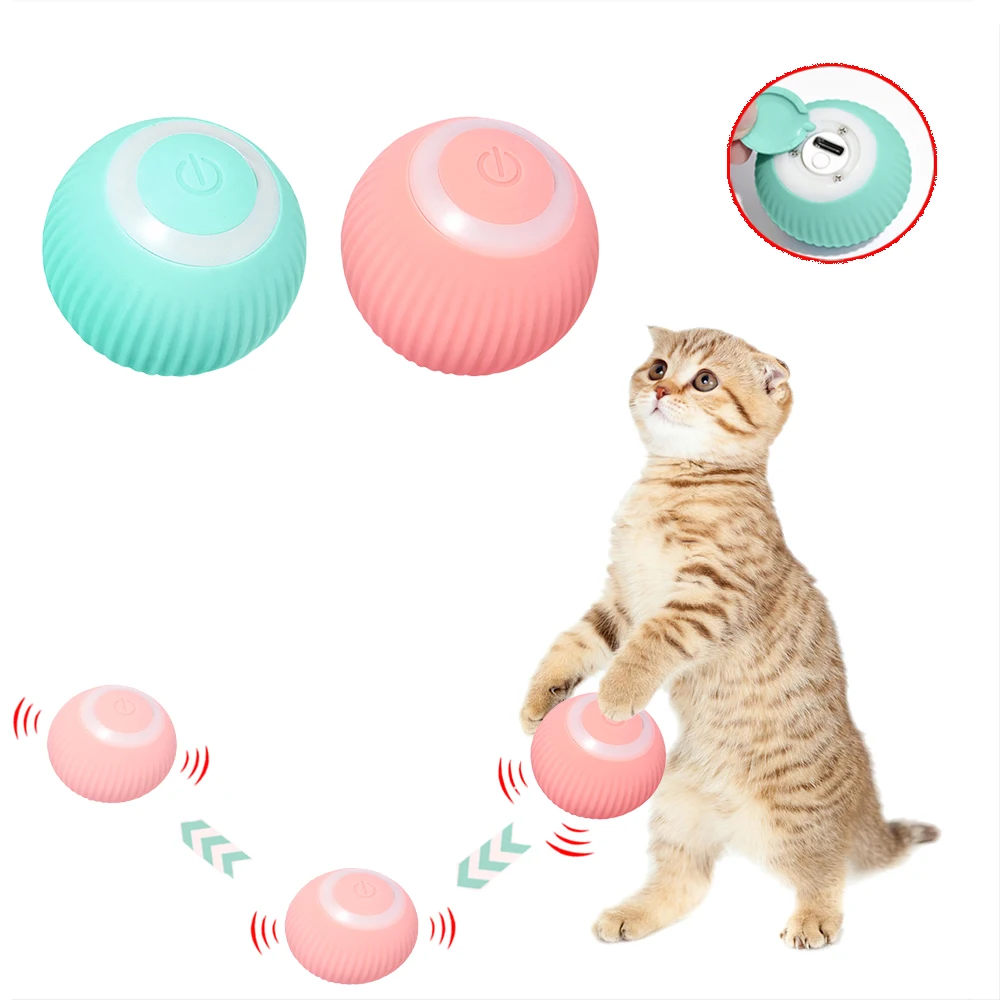 

Smart Cat Toys Electric Automatic Rolling Ball Cat Interactive Toys Training Self-moving Kitten Indoor Playing Pet Accessories