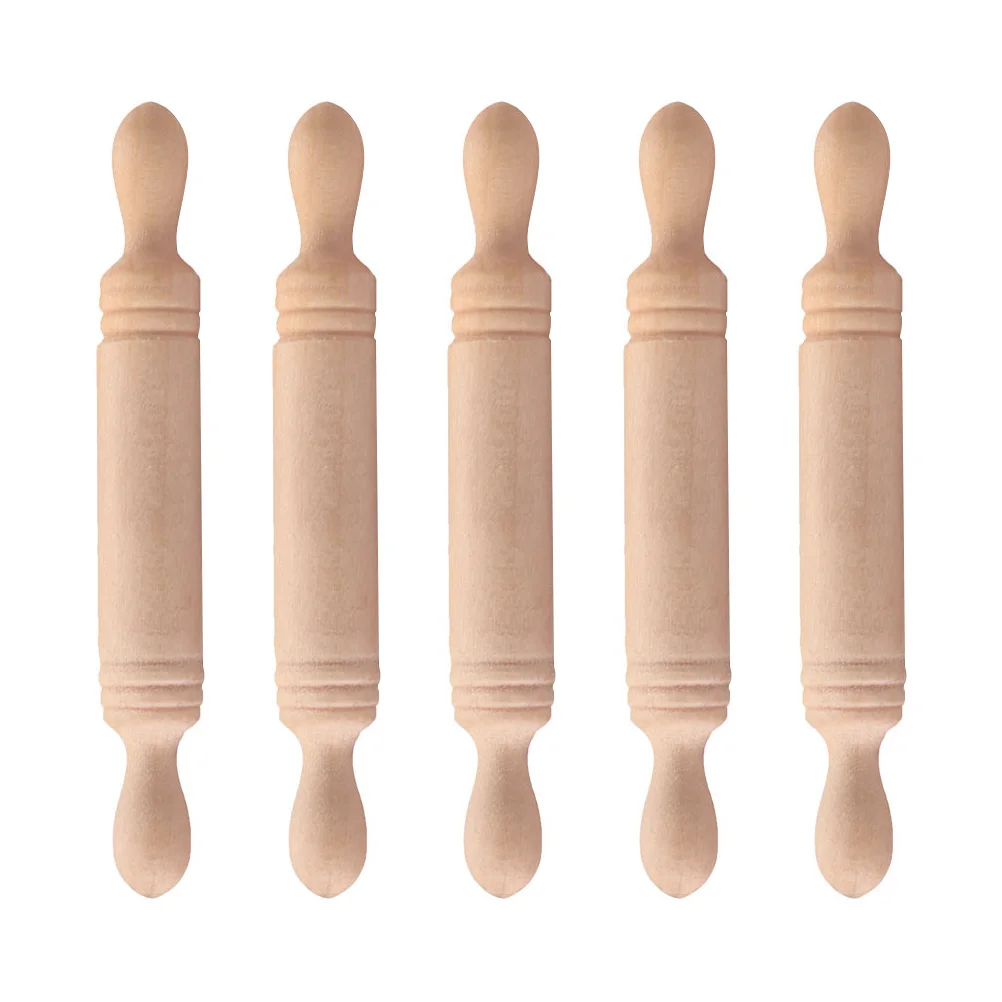 

Rolling Pin Mini Wooden Silicone Miniature Wood Kidstoys Adornments Children Kitchenware Accessory House Bamboodollhouse Set Toy