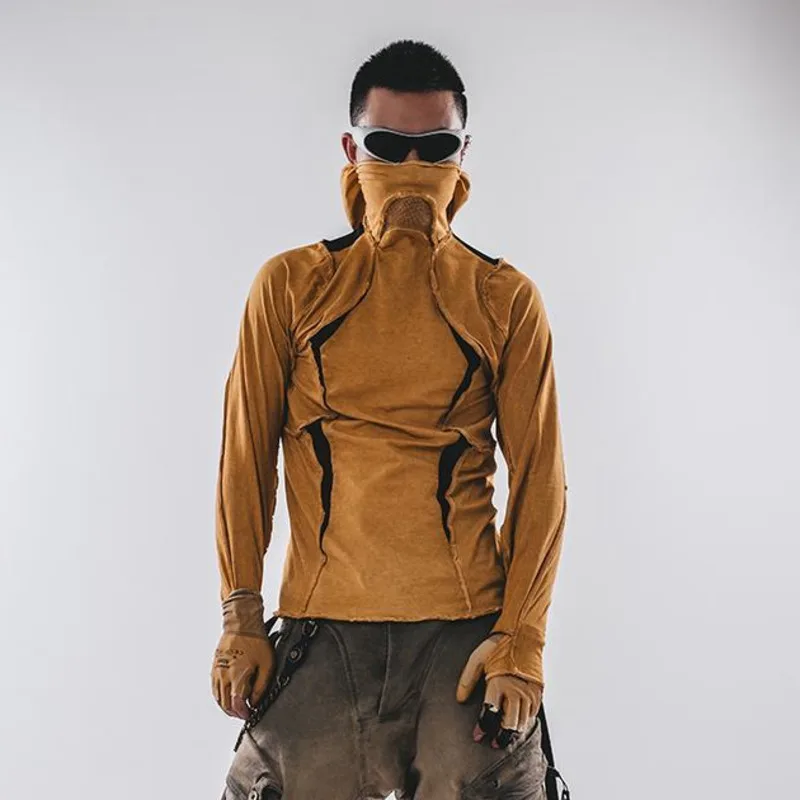 HKSH Осенняя новая мужская футболка с геометрическим рисунком сращенный наружный