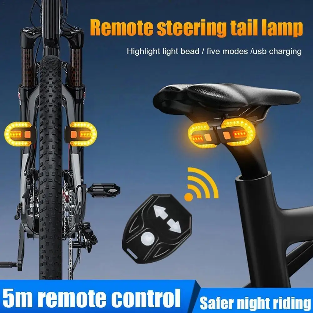 

Bike Rear Light LED Bicycle Remote Control Turn Signal Taillight Waterproof Bike Warning Lamp For Outdoor Cycling Accessori D8M2