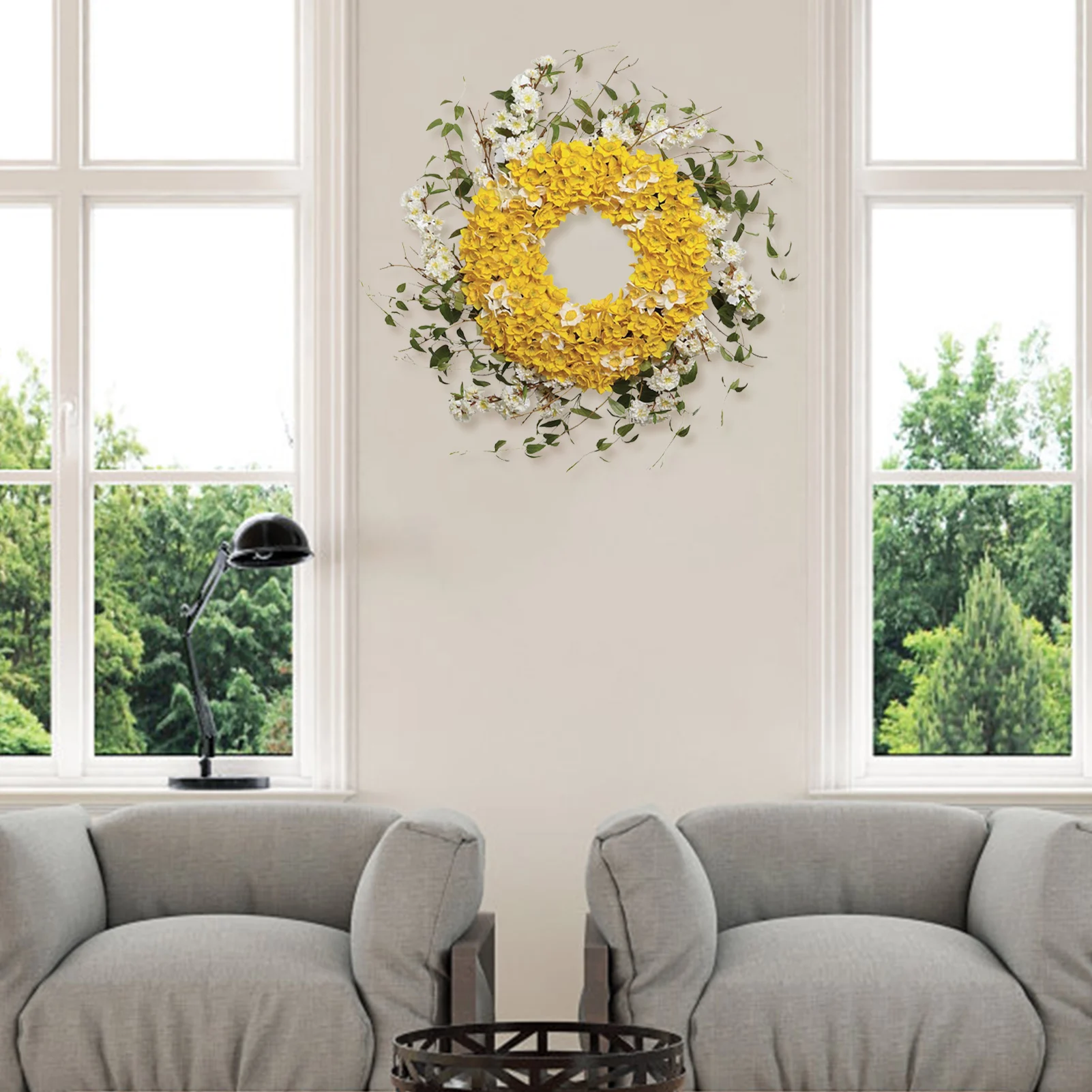 

Artificial Daffodil Wreath Decorations Beautiful Artificial Spring Wreaths Realistic Farmhouse Front Door Wreath Artificial