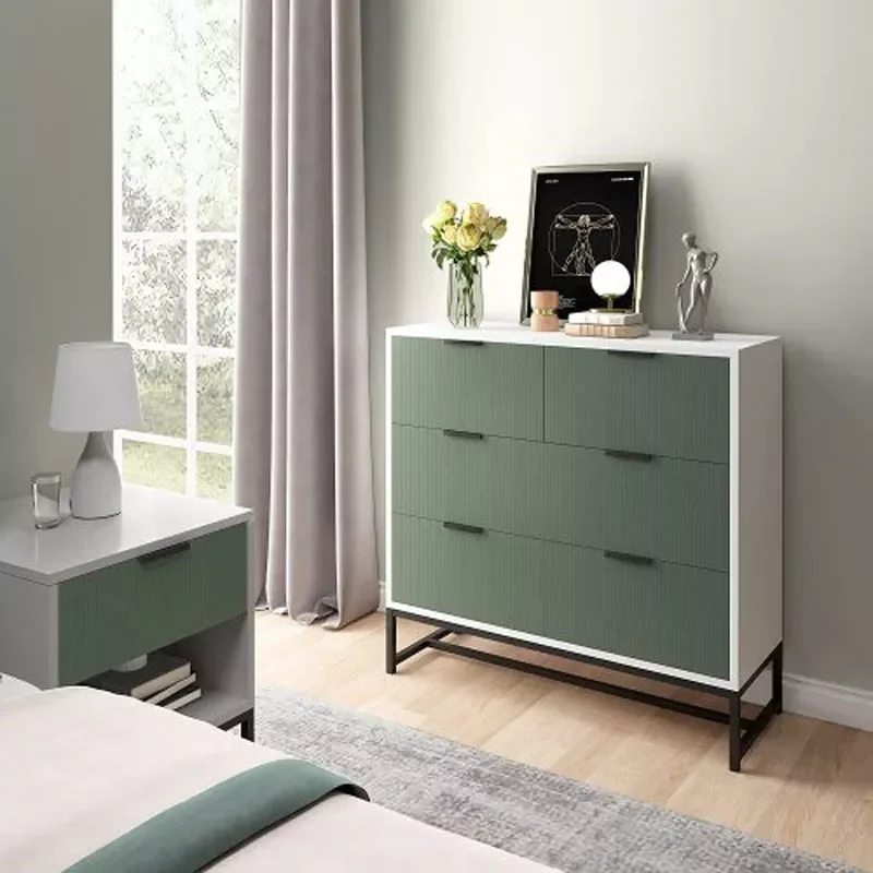 

Modern Dresser for Home Wide Storage Organizer Tower with Drawer Chest Solid Wood Closet for Entryway White Green