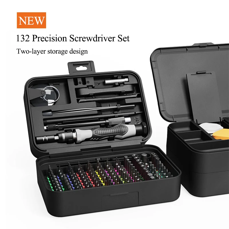 

Screwdriver Set 132 in 1 Precision Disassembly Tool Torx Hex Magnetic Screwdriver Bit Multifunctional Manual Phone Repair Tool