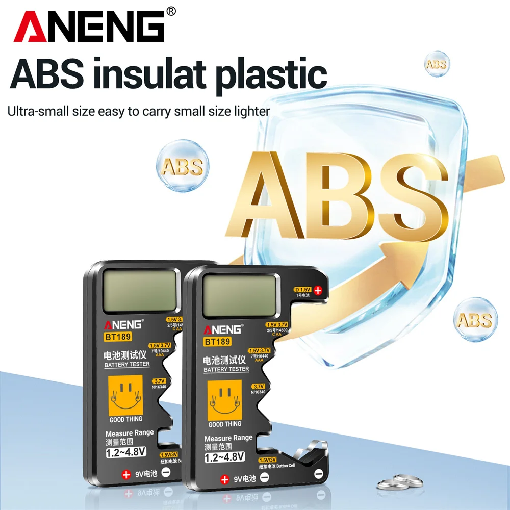 Фото Универсальный тестер батареек ANENG BT189 для типов C, AA, AAA, D, N, 9V 6F22, индикатор для батареек 1.5V 3V, инструмент для проверки электрических устройств №2