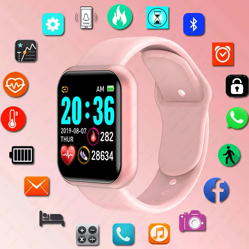 

Y68 Digital Smart sport watch Women watch digital led electronic wristwatch Bluetooth fitness wristwatch Men kids hours hodinky