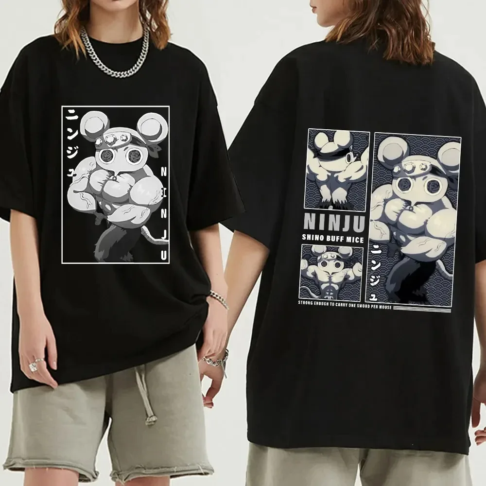 Повседневная футболка с изображением мыши в стиле аниме Nindoiden большой размер для