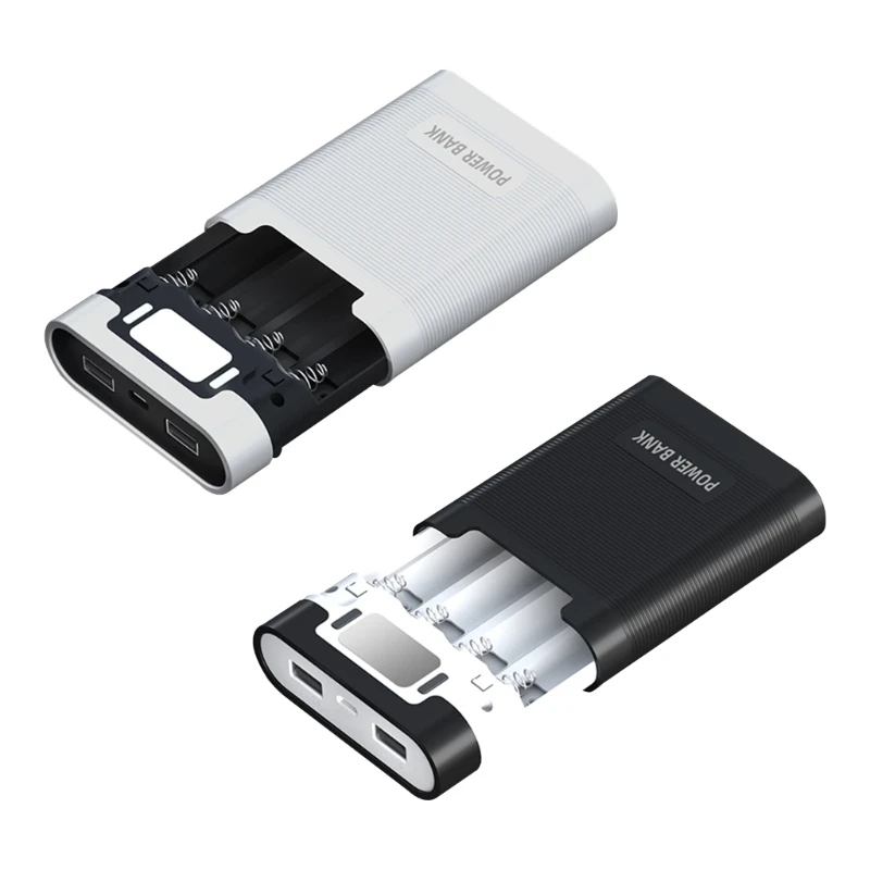 

4x18650 Charger Shells Quick Charging Outer Cover 2USB+Type-c Mobile Charger DIY Plastic Shells Power Display