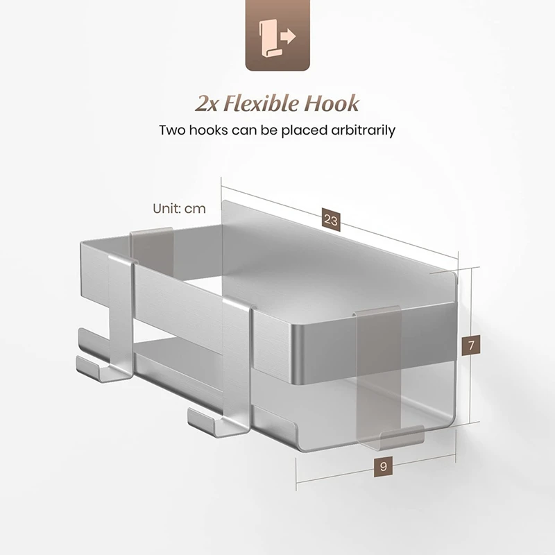 

Shower Shelf, Shower Basket, Bathroom Shelf Made Of Brushed Stainless Steel Without Drilling,With Hook Is Removable
