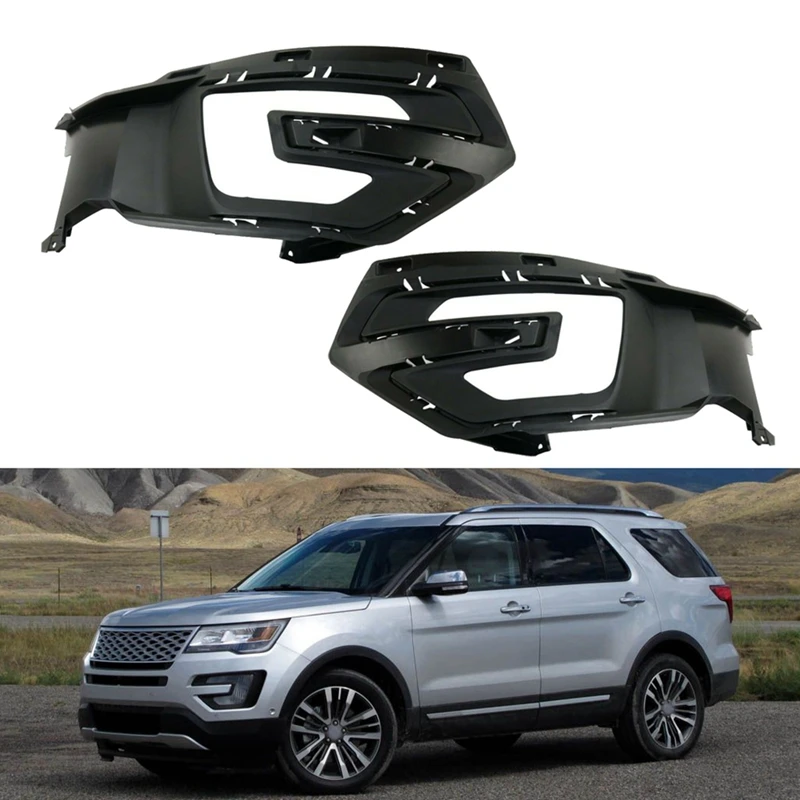 

Car Front Bumper Fog Light Cover Bezel Fog Lamp Grille With Hole Replacement For Ford Explorer 2016 2017-Boom