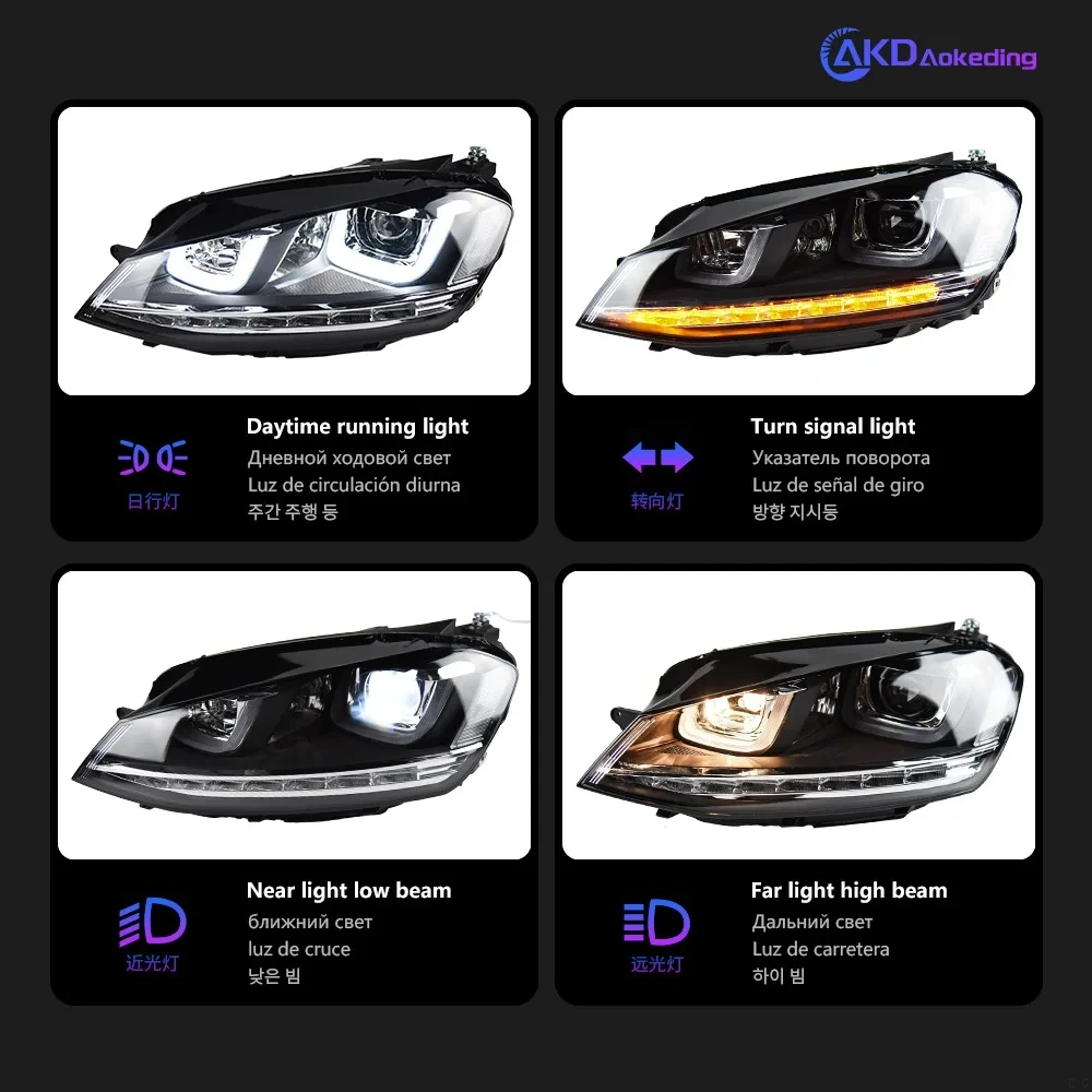 Фото Фара LXBY для VW Golf 7, светодиодные фары 2013-2017, головной свет, стайлинг автомобиля, ДХО, сигнальные линзы-проекторы, автоаксессуары, передние фары №4