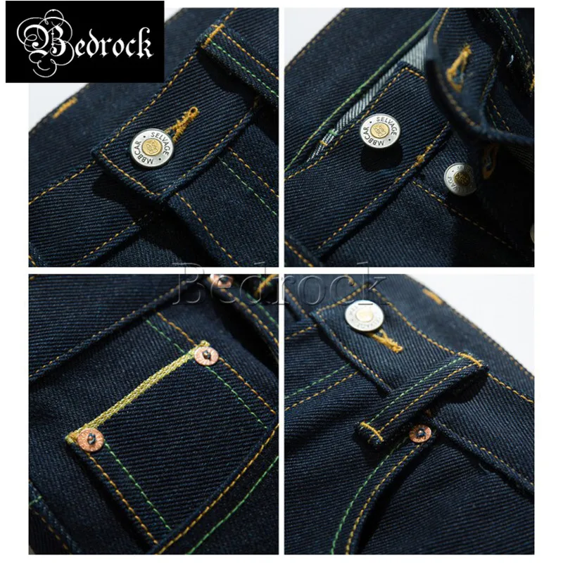 MBBCAR original 24oz indigo heavy tough guy collection cattle jeans men unwashed raw denim jeans button fly straight pants 7059