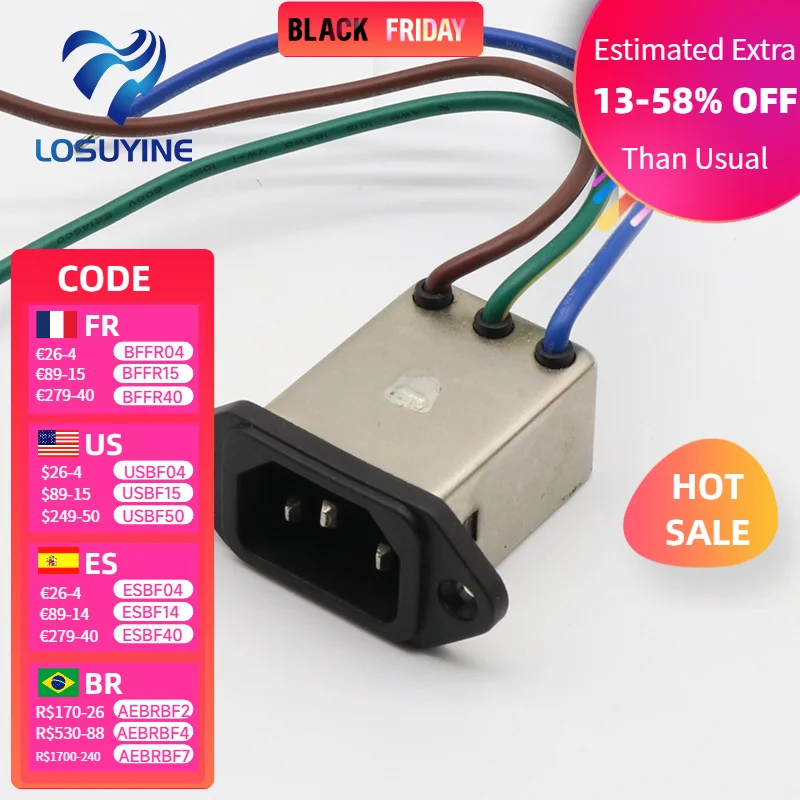 

Фильтр EMI для розетки LOSUYINE 08SS2-LHR-W