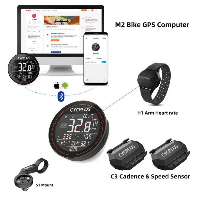 

Велосипедный компьютер CYCPLUS M2, беспроводной GPS ANT + Bluetooth спидометр, одометр, Водонепроницаемый Bluetooth ANT для дорожного велосипеда, горного вело...
