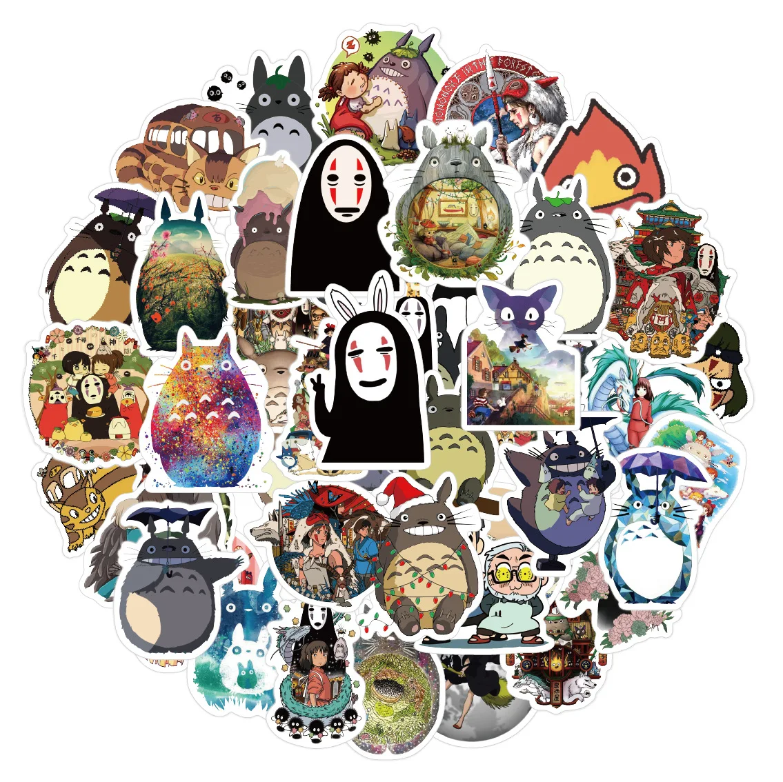 

10/30/50PCS Ghibli Hayao Miyazaki Anime Stationery Sticker Totoro Spirited Away Cartoon Kawaii PVC Phone Diary Kids PVC Decals