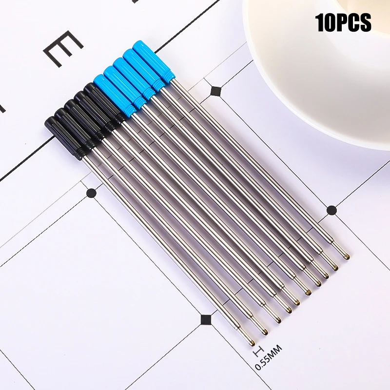

10Pcs Universal Rotating Metal Pen Refill Special Ballpoint Pen Refill Rod Cartridge Core Ink Recharge Black Blue Ink Stationery