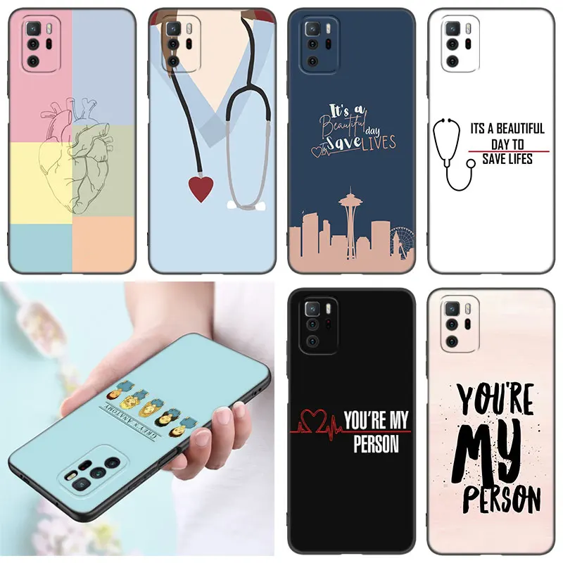 Greys Anatomy Nurse Doctor Phone Case For Xiaomi Redmi Note 7 8 9 10 Lite 11 11E 11T 12 Pro 11S 4G 10T 5G 8T 9S 10S Black Cover