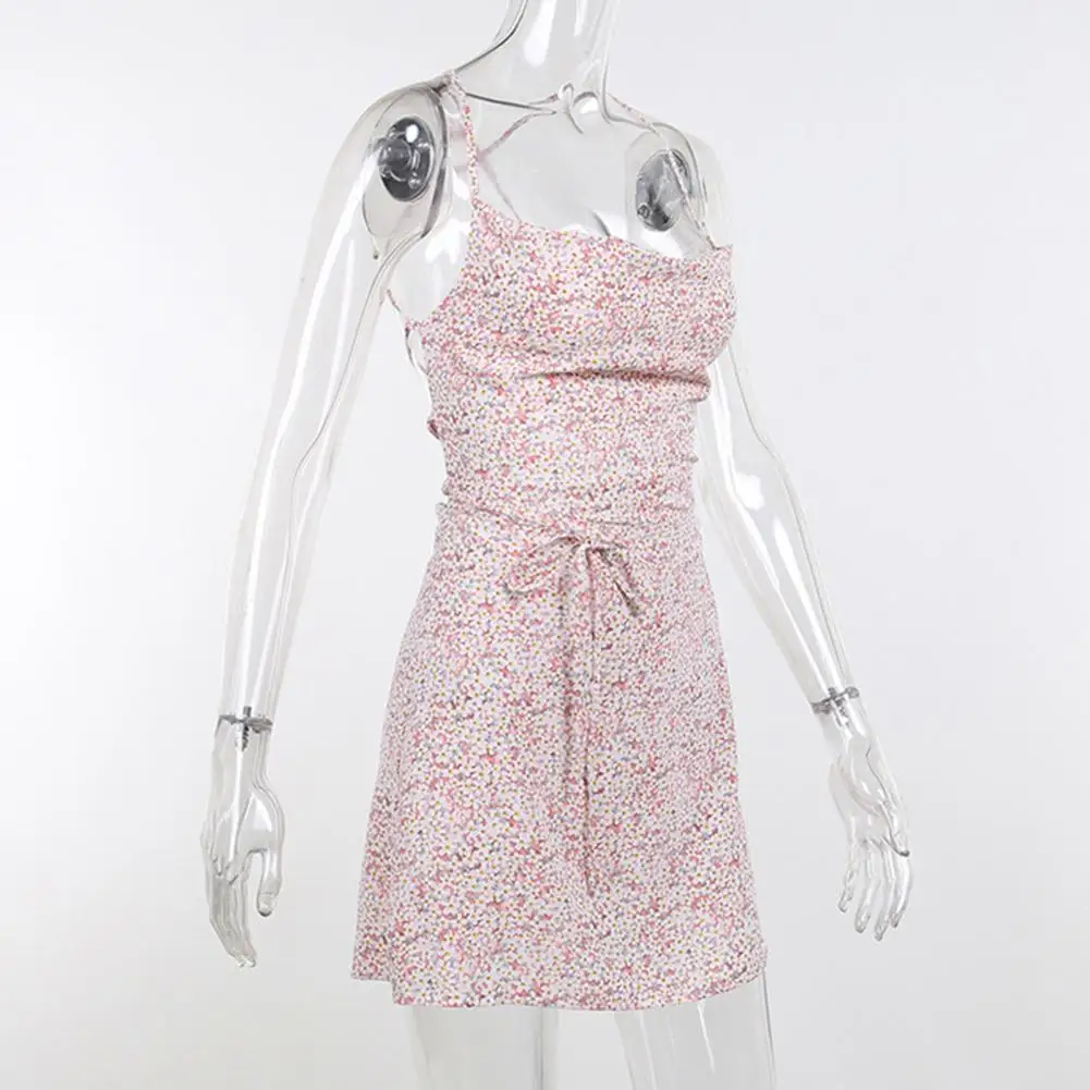 

Mini Dress Classic Breathable Waist Tight Slim Fit Spaghetti Straps Club Dress Female Clothing Party Dress Sling Dress