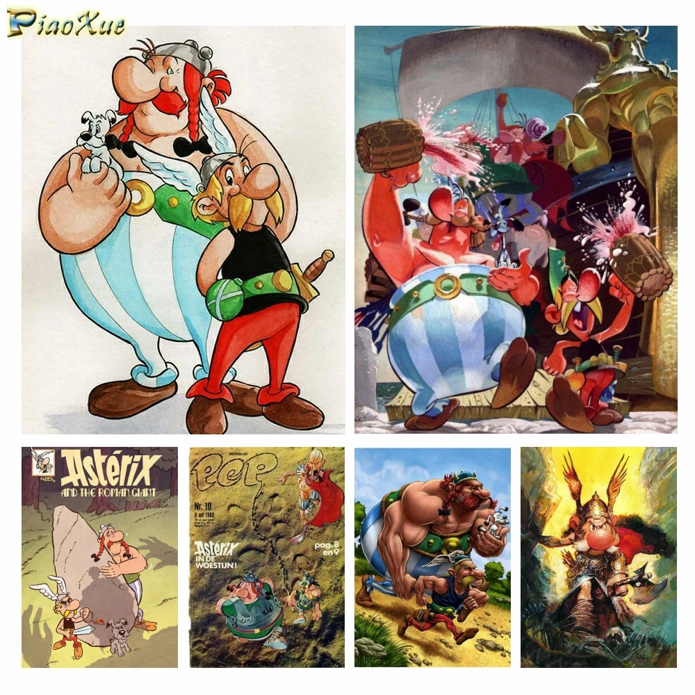 

France Comic Art 5D Full Diamond Embroidery Asterix and Obelix Cartoon Movie Poster Cross Stitch Painting Decor Handicraft