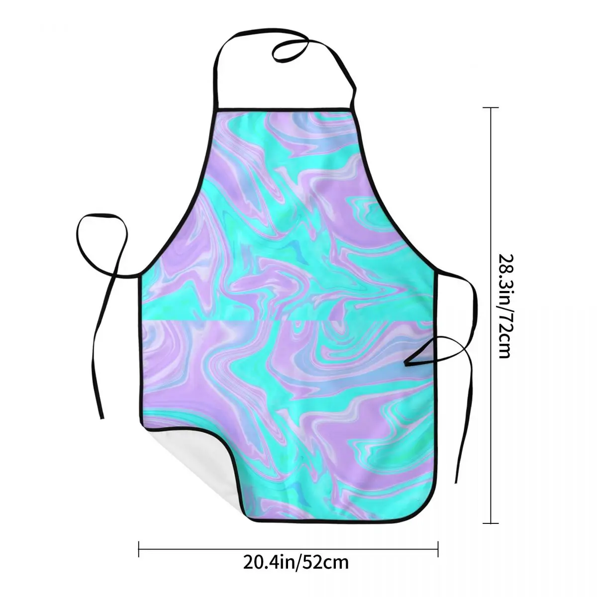 Cerulean Lilac Polyester Apron Tie Dye 52*72cm Kitchen Baking Bib Tablier Restaurant Pinafore for Men Women Chef
