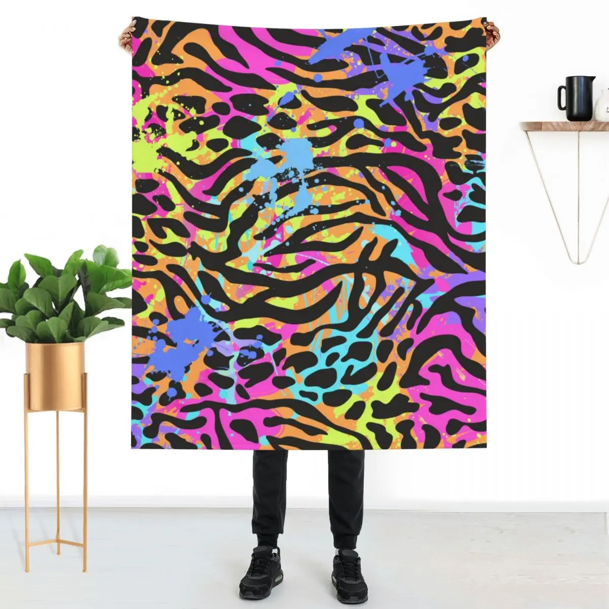 

Colorful Tiger Print Blanket Metallic Animal Fur Stripes Soft Thick Throw Blanket Winter Warm Couch Blankets