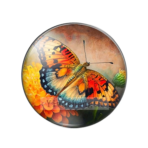 Акварельная бабочка с цветочным узором 8 мм/12 мм/20 мм/25 мм круглые стеклянные
