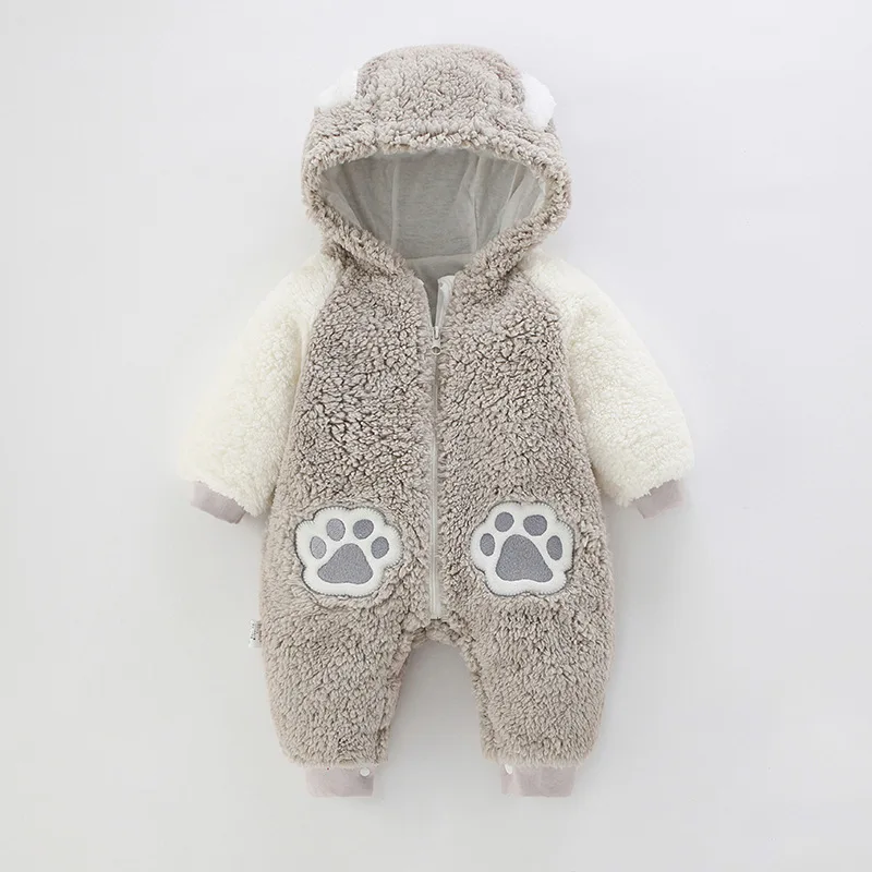 

New Winter Flannel bodysuit Baby Boy Cartoon Animal Cute Bear Ear Jumpsuit Warm Autumn Newborn Baby Clothes Infant Romper 0-18M