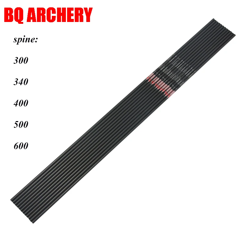 12pcs Archery Pure Carbon Arrows Shaft Spine250-800 3k Weave ID6.2mm for Compound Recurve Bow Hunting Accessories