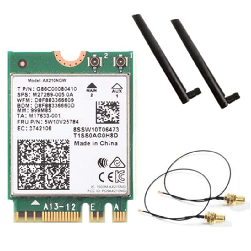 

AX210NGW, Wi-Fi 6E 11AX Wireless Module 6Ghz MU-MIMO Tri-Band Built-In Network Adapter, Bluetooth 5.2, For Windows 10