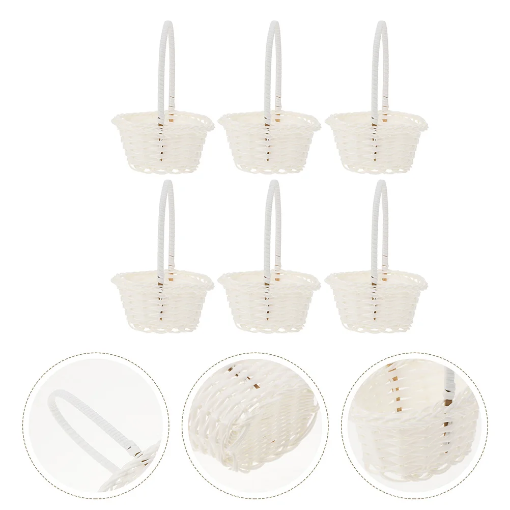

6pcs Woven Storage Basket Wedding Flower Girl Baskets Woven Gift Storage Basket