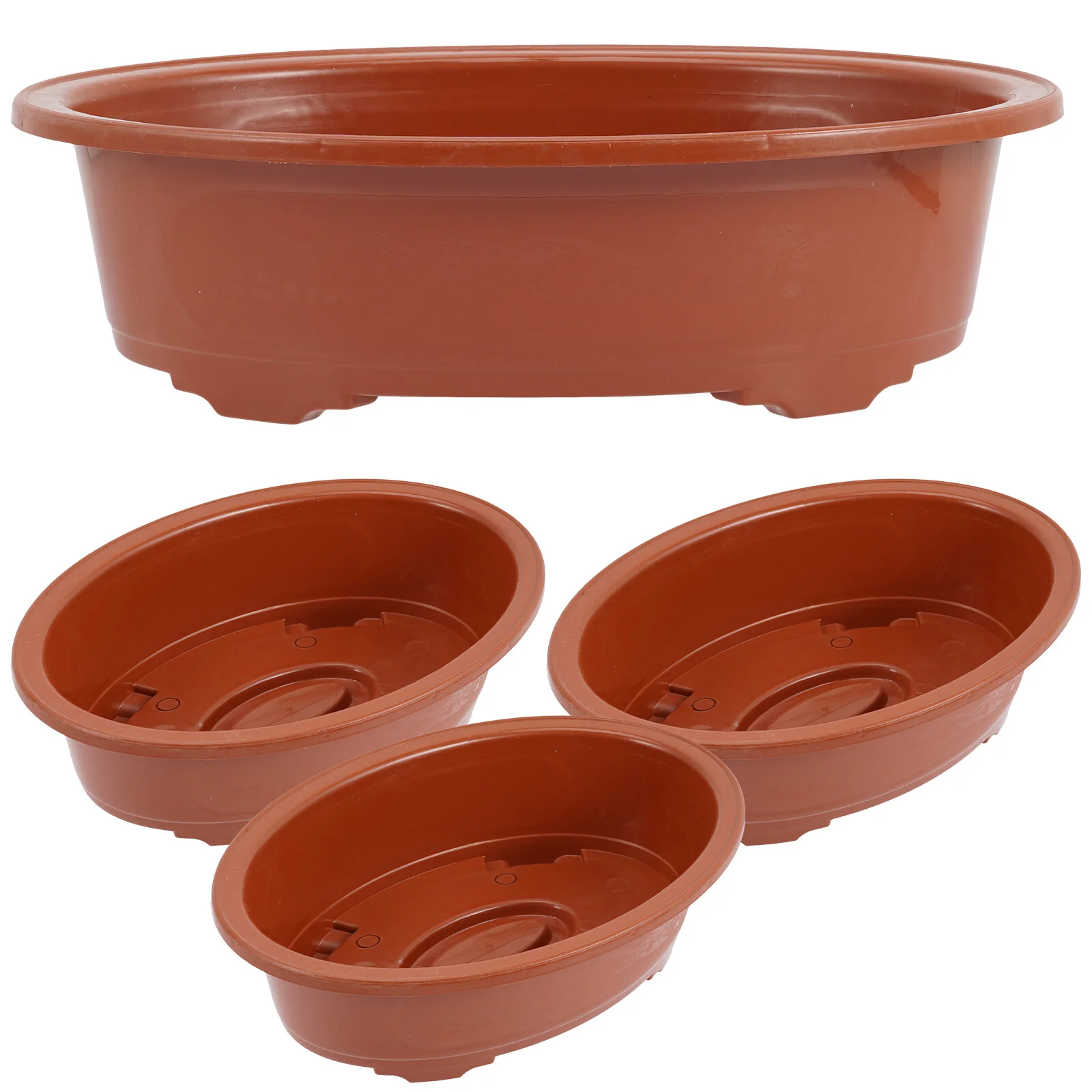 

4 Pcs Plastic Containers Planter Indoor Plants Flower Pots Succulent Bowl Nursery Bonsai Holder Decorative