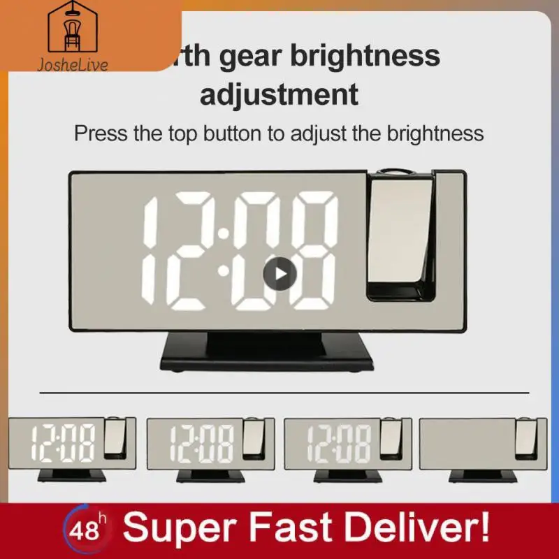 

Auto Brightness 3d Projection Alarm Electronic Bedroom Bedside Clock Brightness Adjustment Larger Led Mirror Clock Snooze Clock