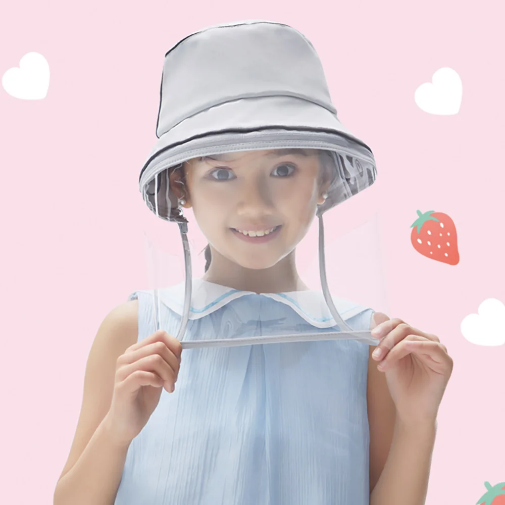 

OhSunny New Fashion Children Removable Anti-Saliva Safety Face Shield Screen Spare Visors UV Protection Sun Bucket Hats