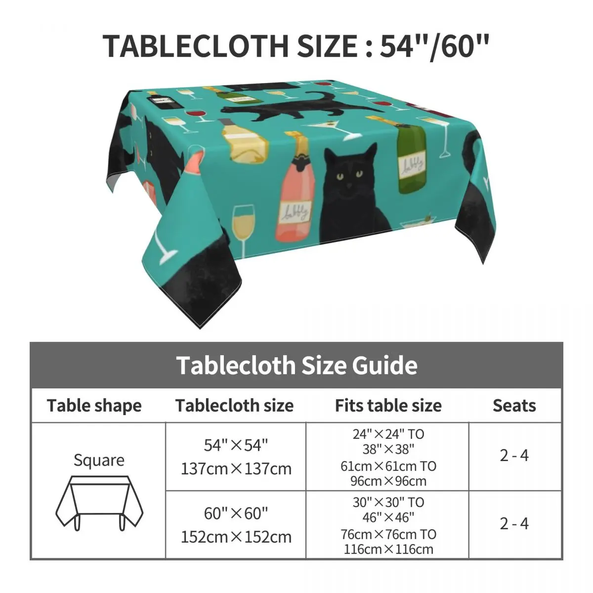 Цветная скатерть с принтом вина защитная забавного черного кота дешевая