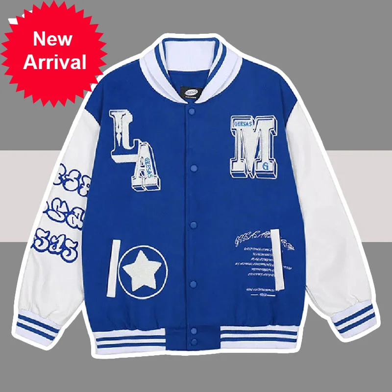 

Jacket Men Women Varsity Patchwork Spring Letter Embroided Hip Hop Streetwear College Casual Jackets Harajuku Bomber Coat Unisex