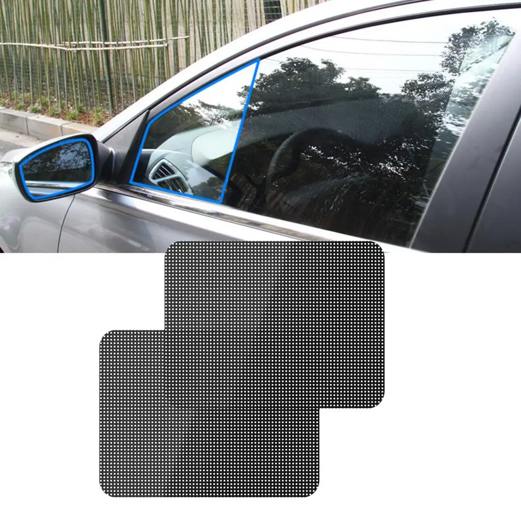 

2 Pieces Car Auto Side Window Mesh Film Sticker PVC Black New