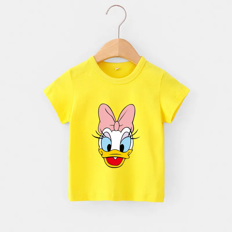 

Summer Disney Cartoon Short Sleeve Top Toddler Girls Clothes New Cartoon Daisy Ducks Teen 10 Year Children Clothing T Shirt