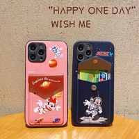 disney astronaut mickey minnie mouse phone case for iphone 11 12 13 mini pro xs max 8 7 plus x xr cover