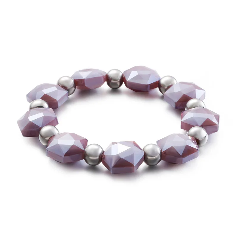 

Fashion Beads Bracelets Stainless Steel Glass Beaded Bracelets Jewelry For Women