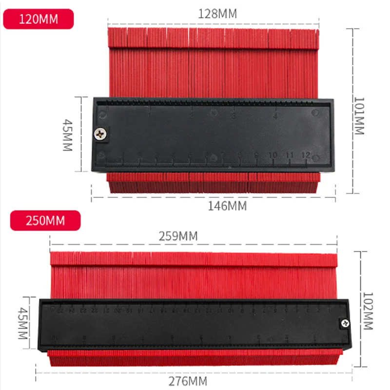 

1pc 120mm/250m contour ruler profile Gauge Copy woodworking Marking Tool Tiling Laminate Tiles radian measuring rulers