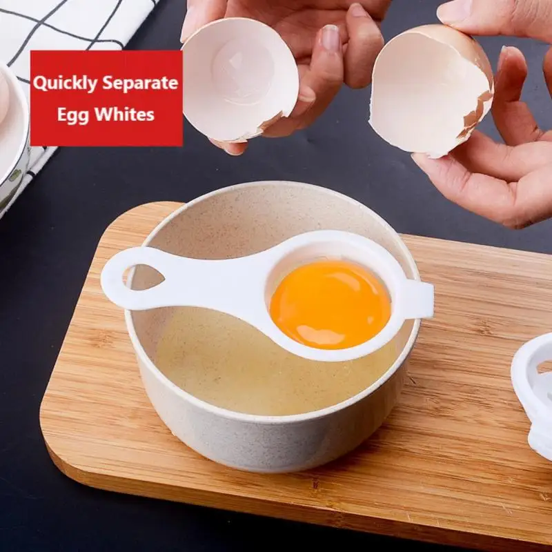 

White Egg Separator Household Plastic Eggs Tool Convenient With Silicone Holder New Mini Egg Yolk Protein Separator Egg Filter