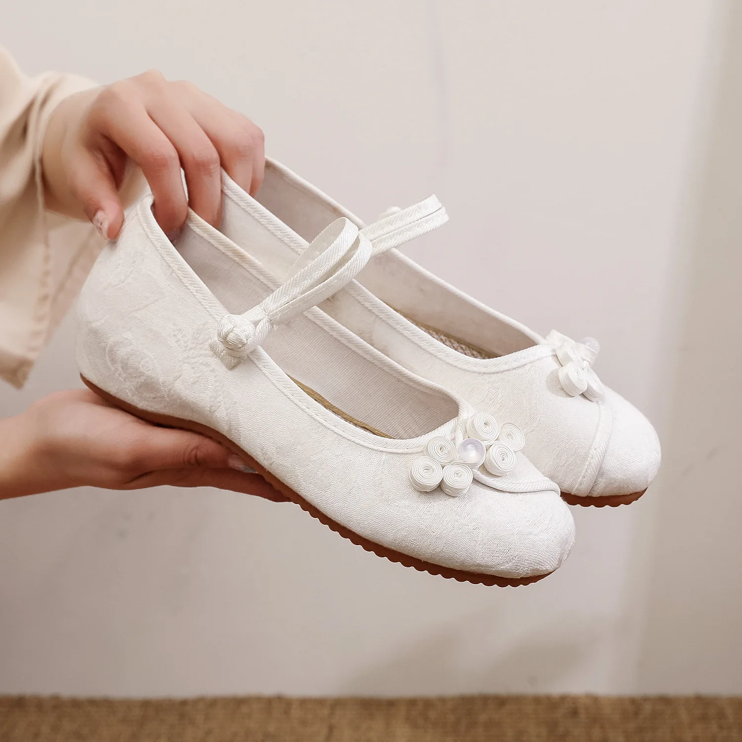 Балетки женские с вышивкой хлопок китайский узел повседневные туфли на плоской