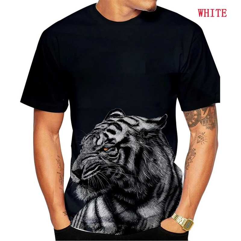 

New Summer 3d T Shirt Animal Tiger /Panther/Lion Hip Hop Rock Personality Creative O-Neck Handsome Men Tee Shirt Black Tops