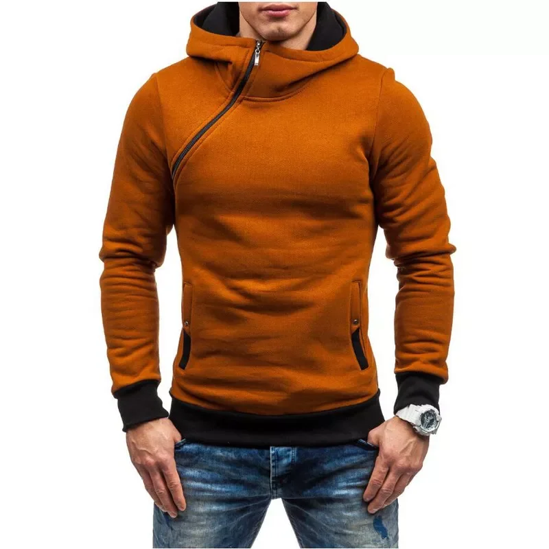 

2022NEW Men's Hoodies Sweatshirts New Slim and Thick Pullover for Male Diagonal Zipper Hoodie Sweatshirt