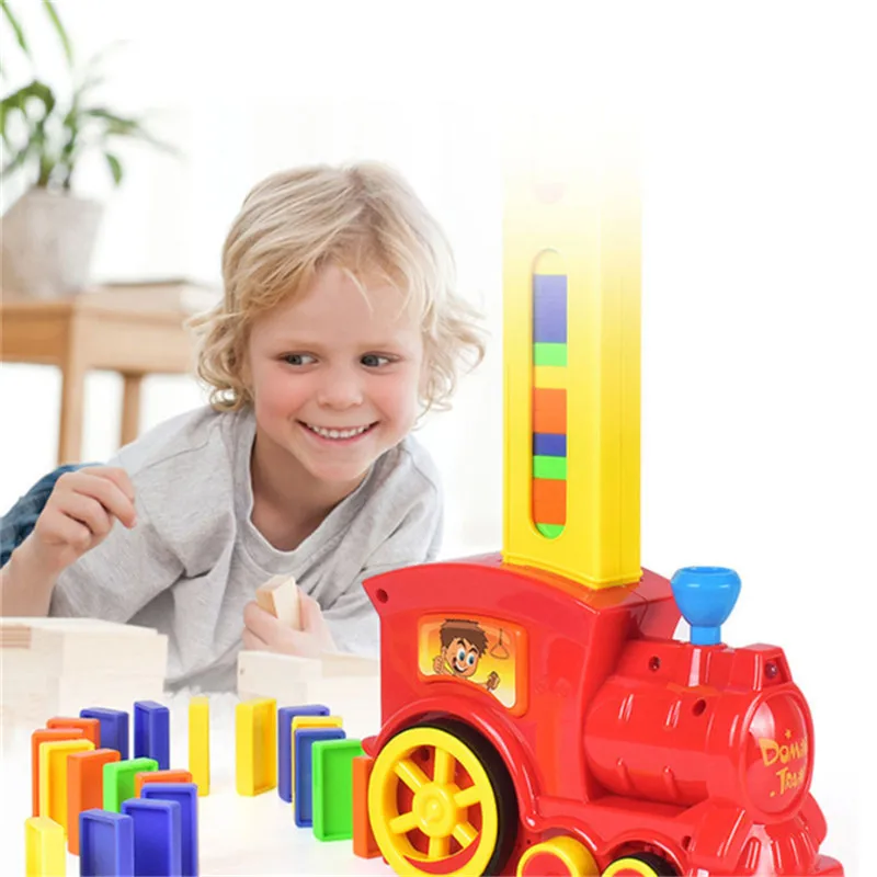 Набор игрушек Domino Train Toy Set Rally Electric Model Colorful Game Building Blocks Car Truck Vehicle Stacking Kids Gift