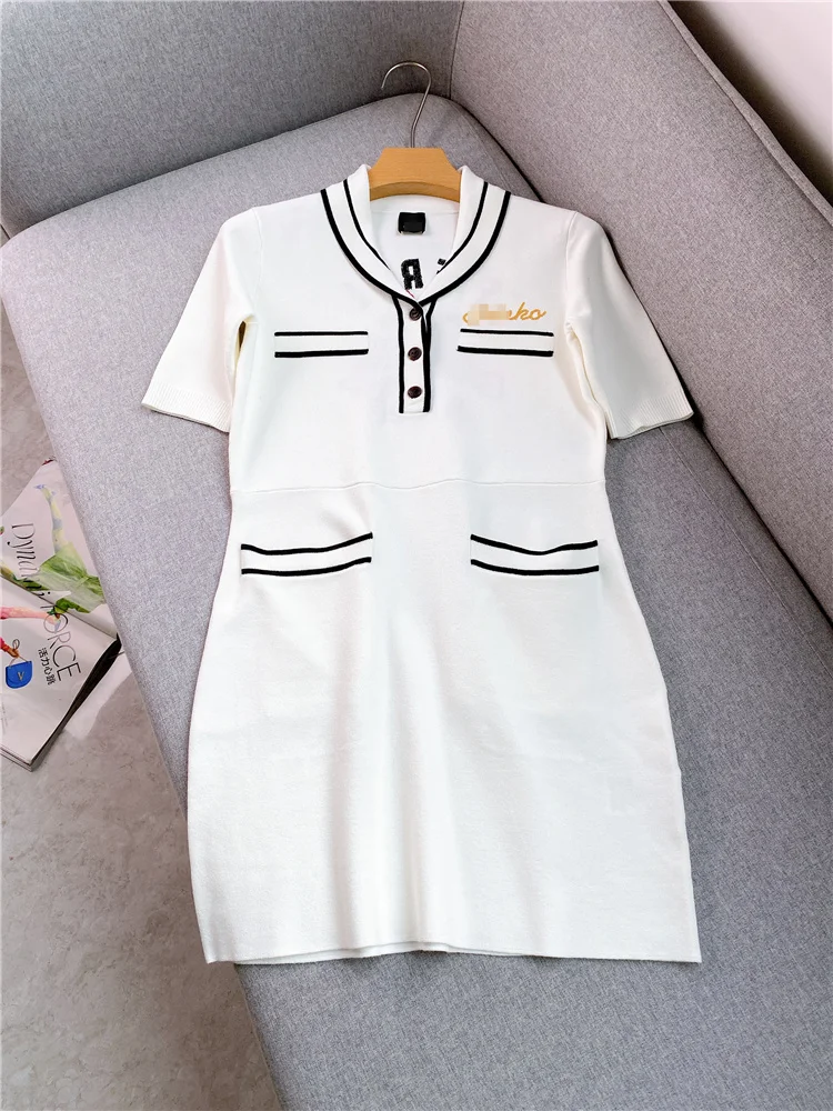 

PINKO Printed Dress 2022 Spring New Women's Short-sleeved Navy Tiger Pattern Embroidery Dress Waist Thin Printed Skirt Women